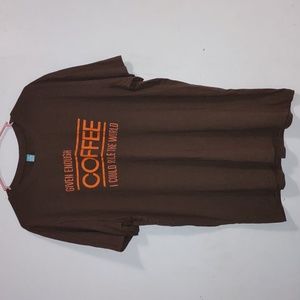 Mens Brown T Shirt Coffee Print Size XXL   100% Cotton
